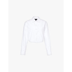  Marc Jacobs Cropped Femme embroidered-branding cotton-poplin shirt