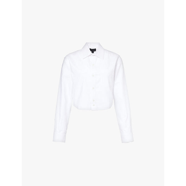  Marc Jacobs Cropped Femme embroidered-branding cotton-poplin shirt