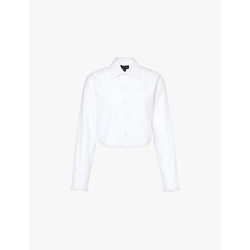  Marc Jacobs Cropped Femme embroidered-branding cotton-poplin shirt