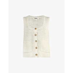  Ro&Zo Knitted scoop-neck button-down cotton vest