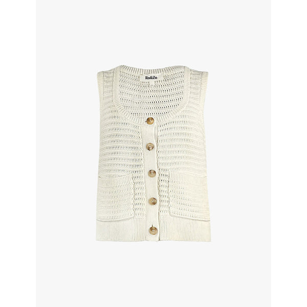  Ro&Zo Knitted scoop-neck button-down cotton vest