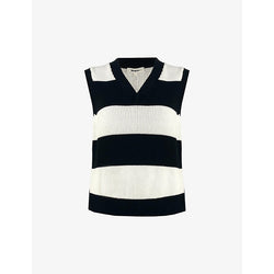  Ro&Zo V-neck relaxed-fit striped cotton-knit vest