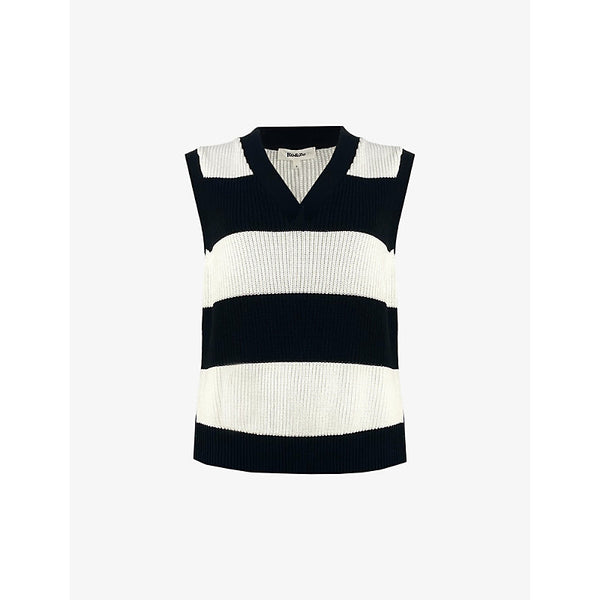  Ro&Zo V-neck relaxed-fit striped cotton-knit vest