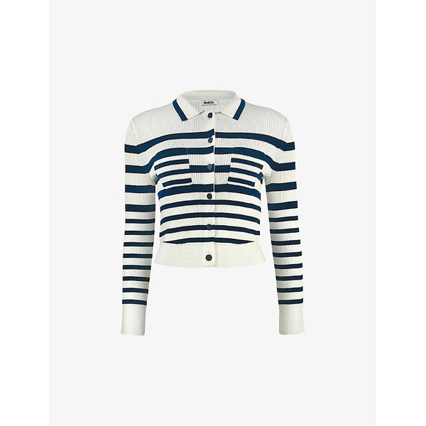  Ro&Zo Button-down slim-fit striped knitted cardigan