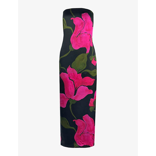 Ro&Zo Kira floral-print bandeau satin maxi dress | RO&ZO