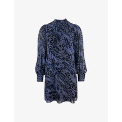  Ro&Zo Snake-print high-neck woven mini dress