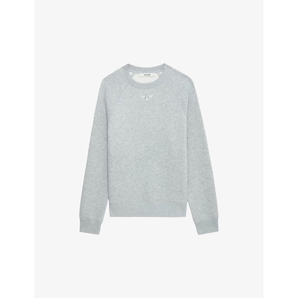 Zadig&Voltaire Upper diamante-embellished wings cotton-blend sweatshirt