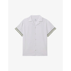  Reiss Contrast-cuff short-sleeve woven shirt