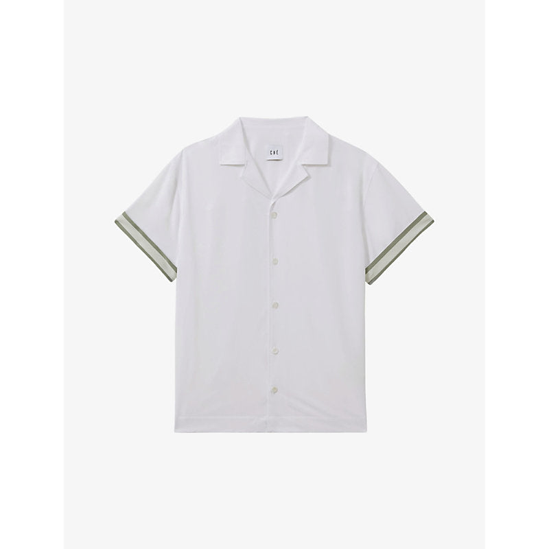  Reiss Contrast-cuff short-sleeve woven shirt