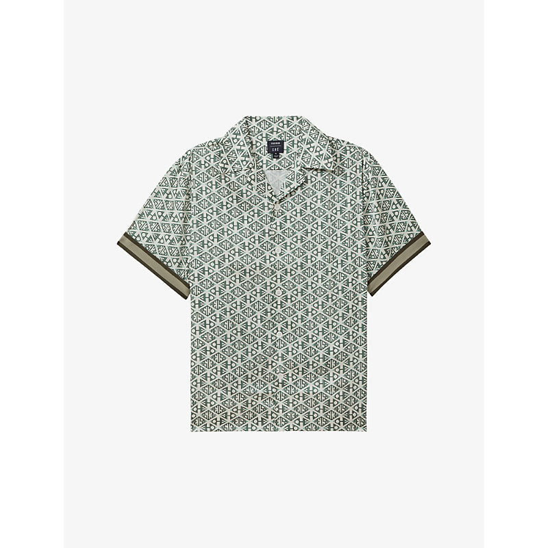  Reiss Idra graphic-print short-sleeve woven shirt