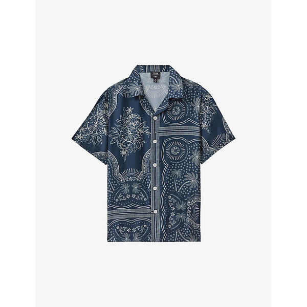  Reiss Palm-tree short-sleeve woven shirt