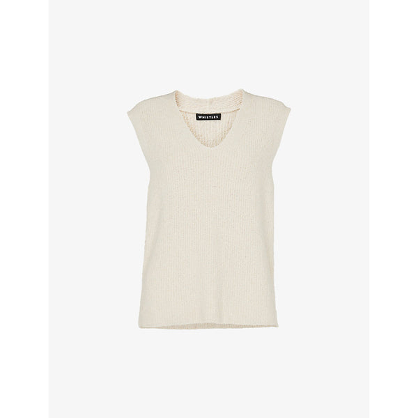 Whistles V-neck relaxed-fit cotton-blend tank