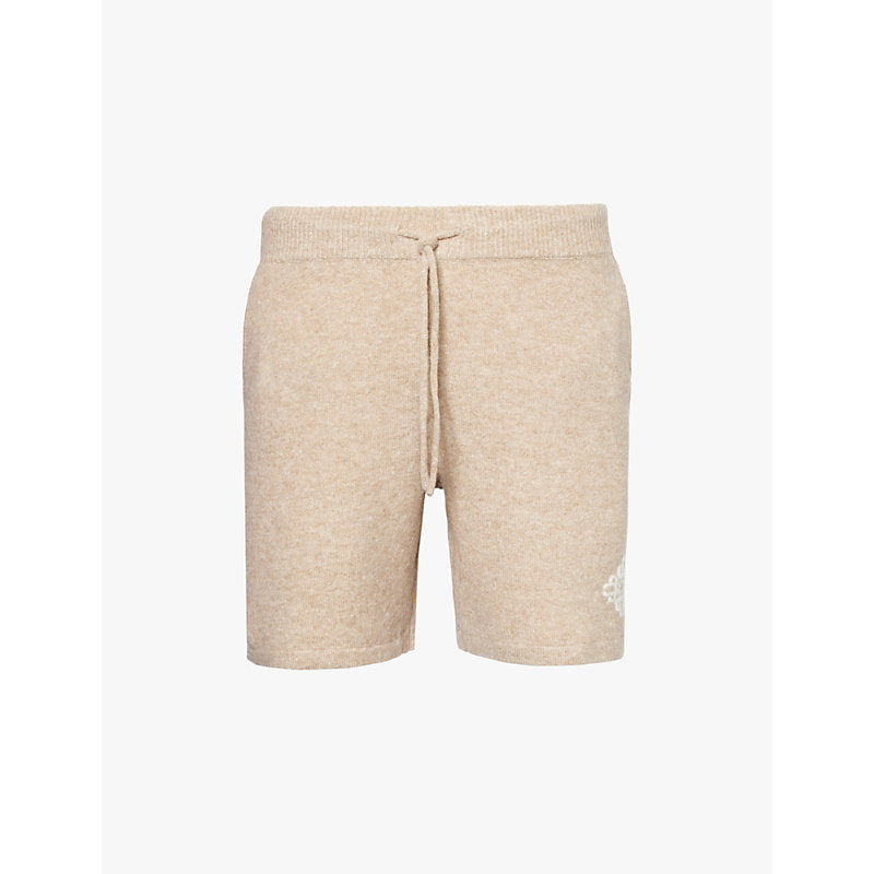  The Couture Club Fluffy-knit brand-pattern regular-fit knitted shorts