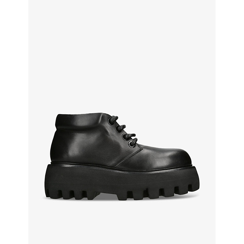 Alexander Mcqueen Men's Show platform-sole leather ankle boots