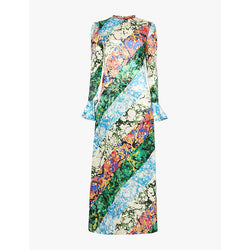 Alemais Abstract-print round-neck hemp and silk-blend maxi dress | ALEMAIS