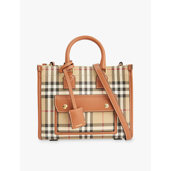 Burberry Freya mini coated-canvas tote bag