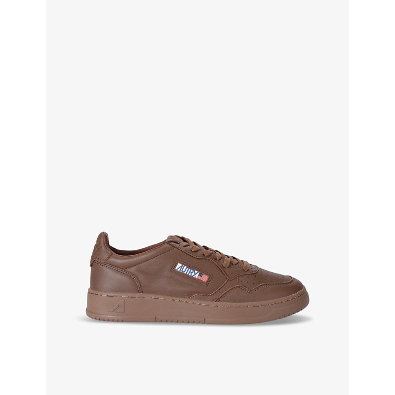 Autry Medalist brand-embroidered tonal low-top leather trainers