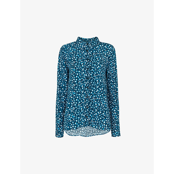 Whistles Pastel leopard-print long-sleeve woven shirt