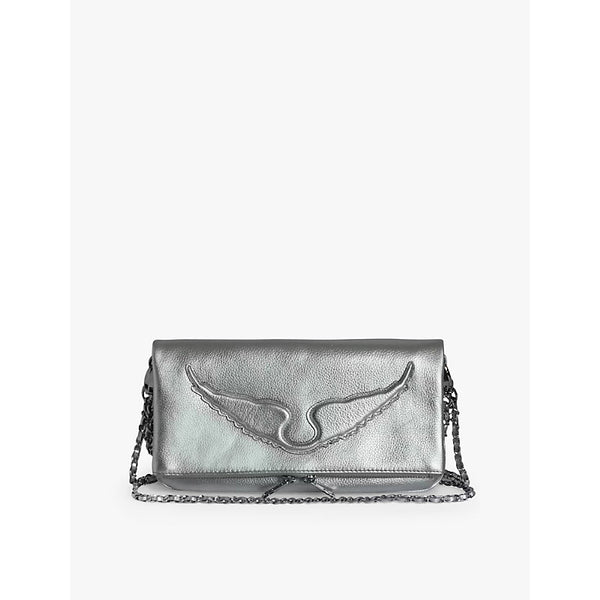 Zadig&Voltaire Rock wing-embellished leather clutch