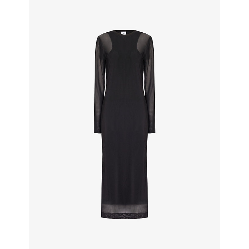 Won Hundred Milana long-sleeve sheer stretch-woven midi dress | WON HUNDRED