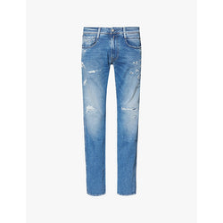  Replay Anbass brand-patch tapered-leg slim-fit stretch-denim jeans