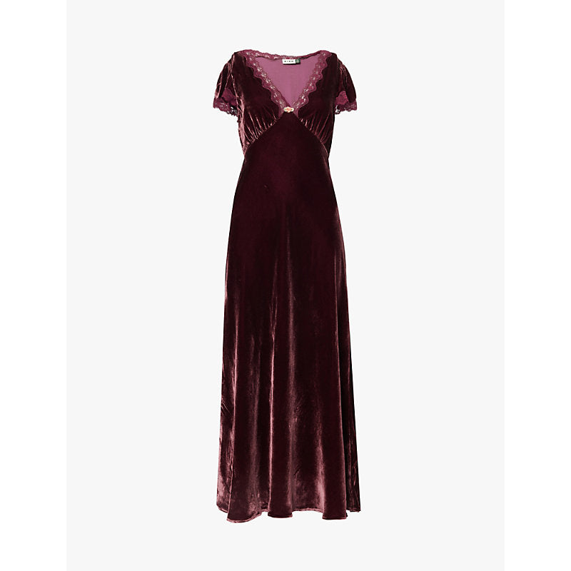  Rixo Claire V-neck velvet midi dress