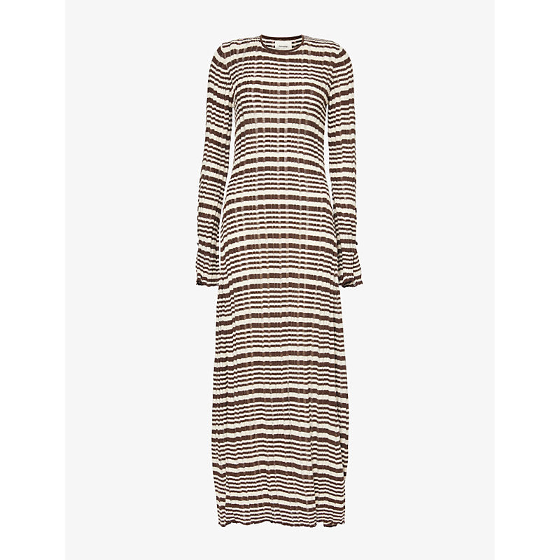 Holzweiler Rib Stripe long-sleeve stretch-knit maxi dress | HOLZWEILER