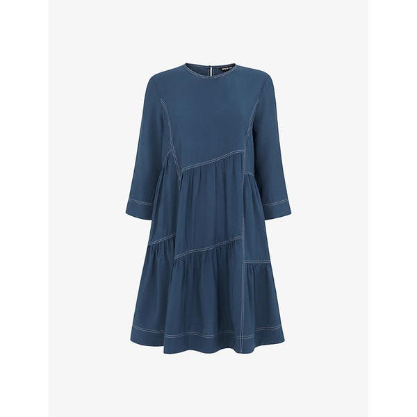 Whistles Phoebe seam-detail trapeze woven mini dress | WHISTLES