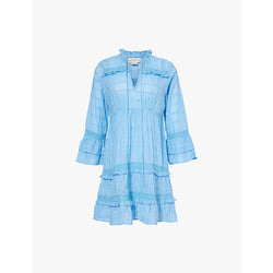 Aspiga Molly ruffle-trim cotton mini kaftan dress | ASPIGA