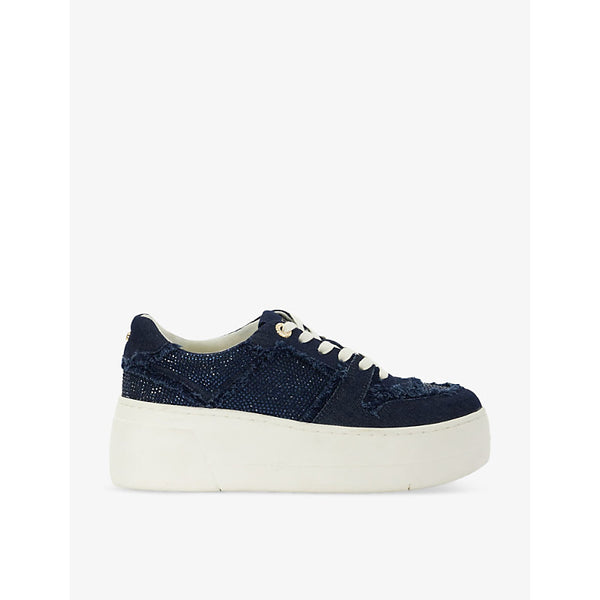 Dune Evangelyn platform-sole denim low-top trainers