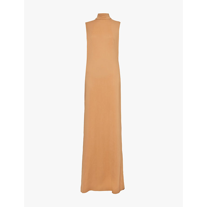 Alberta Ferretti Contrast-satin-texture sleeveless stretch-woven maxi dress | ALBERTA FERRETTI