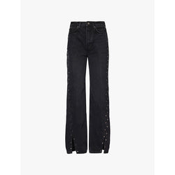  Reformation Cary high-rise straight-leg studded denim jeans