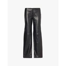  Reformation Mid-rise straight-leg panelled leather trousers