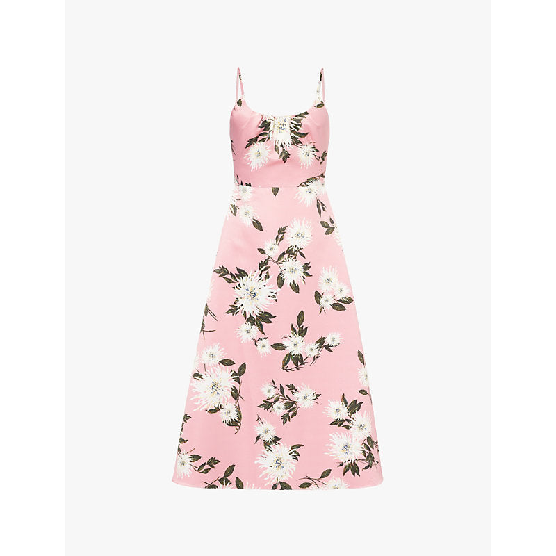 Emilia Wickstead Floral-print scoop-neck woven midi dress | EMILIA WICKSTEAD