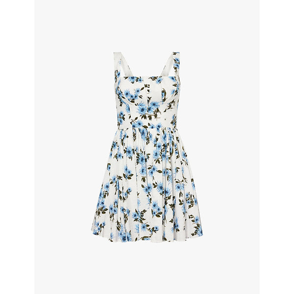 Emilia Wickstead Floral-print pleated stretch-cotton mini dress