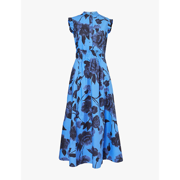 Erdem Flower-print two-slip-pockets cotton-poplin midi dress