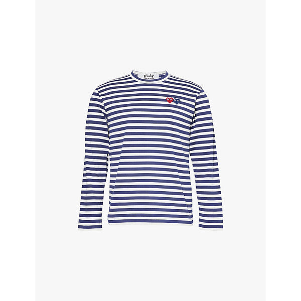  Comme Des Garcons Play Double Heart Stripe long-sleeve regular-fit cotton-jersey T-shirt