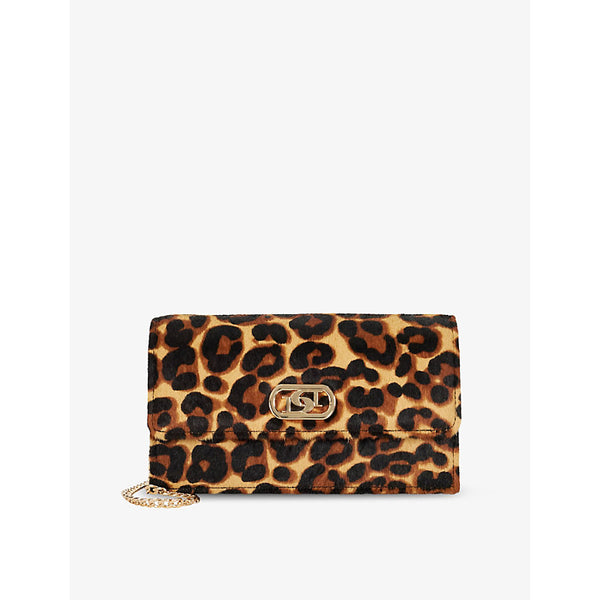 Dune Sapphire leopard-print faux-leather cross-body bag