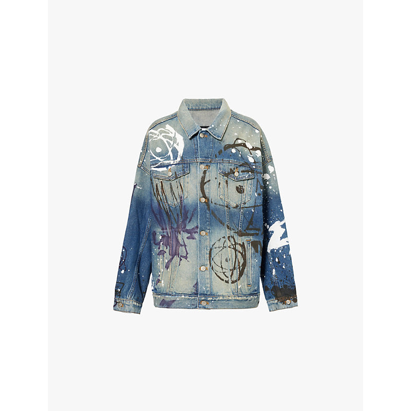 Mens Marc Jacobs x Futura painted trucker denim jacket