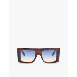  Victoria Beckham VB677S Brown Horn rectangular-frame acetate sunglasses