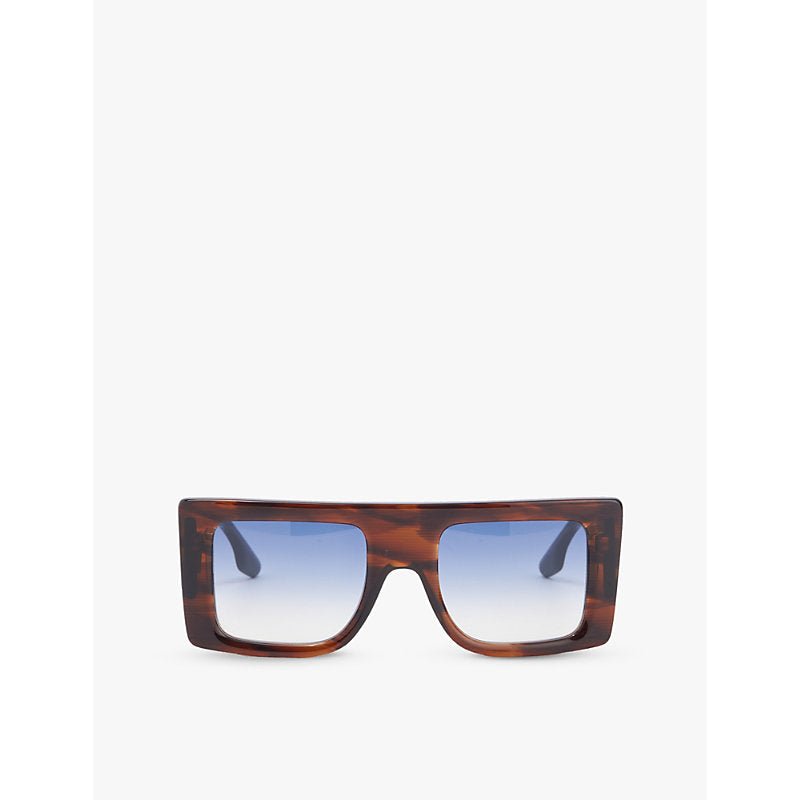  Victoria Beckham VB677S Brown Horn rectangular-frame acetate sunglasses