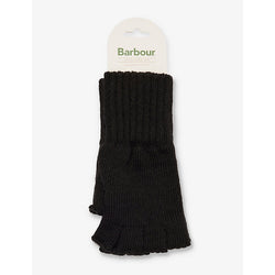 Mens Barbour Fingerless ribbed wool-knit gloves