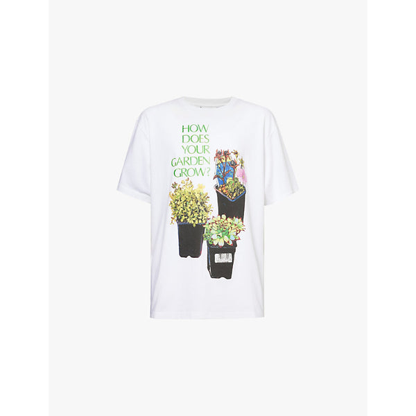  Jw Anderson Flower pot graphic-print oversized-fit cotton-jersey T-shirt