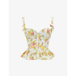  House Of Cb Gigou floral-print peplum corset cotton top