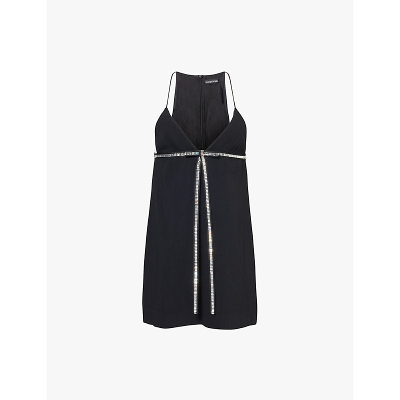 David Koma Crystal embellished-bow camisole crepe mini dress | DAVID KOMA