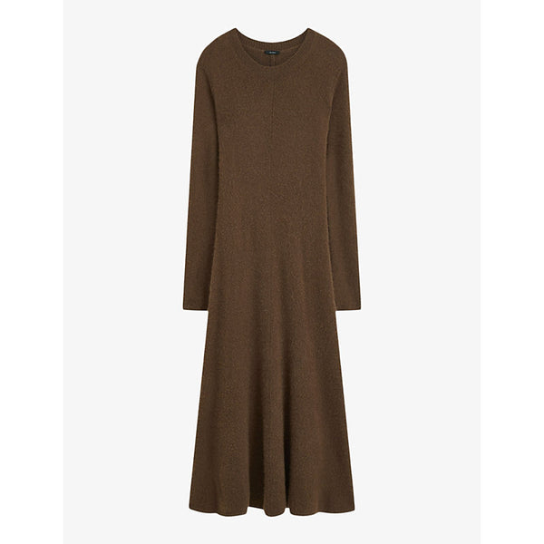 Joseph Round-neck slim-fit brushed stretch cashmere-blend midi dress