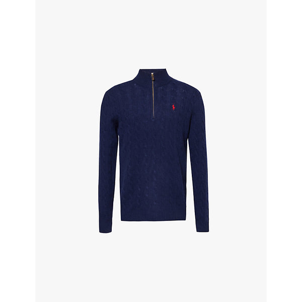 Polo Ralph Lauren Zip-front cable-knit wool and cashmere-blend knit jumper