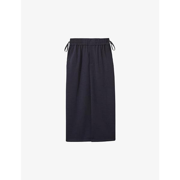 Reiss Nora ruched wool-blend jersey midi skirt