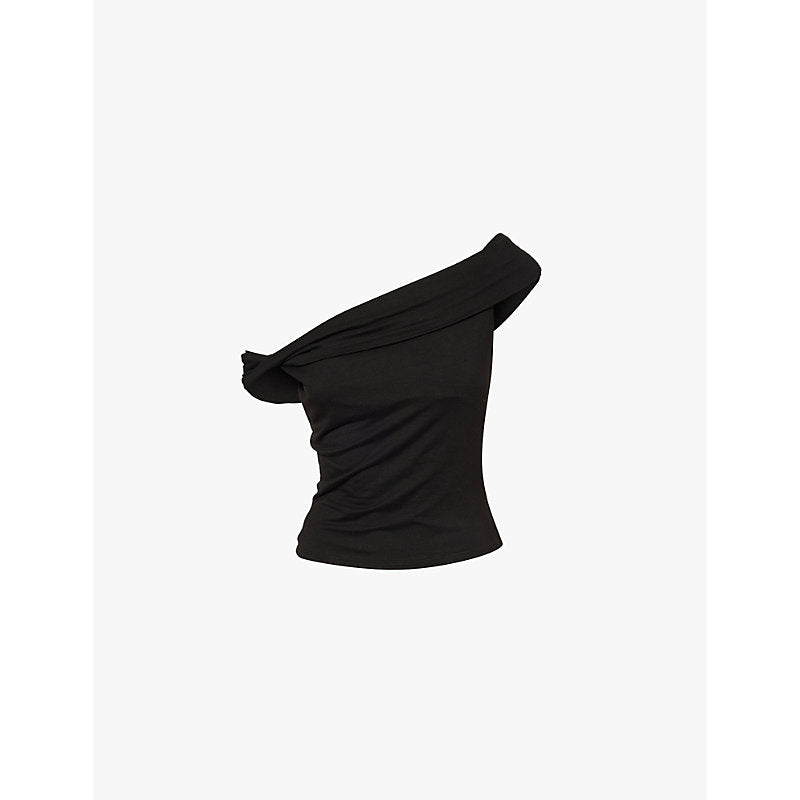  Reformation Cello asymmetric ruched jersey top