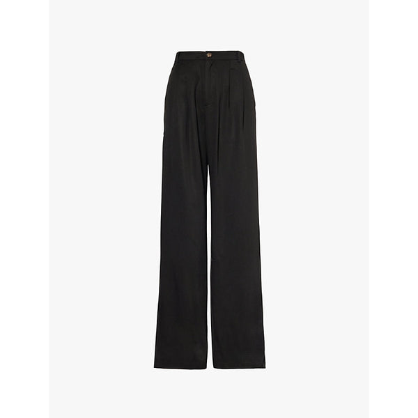  Reformation Mason pleated straight-leg mid-rise woven trousers